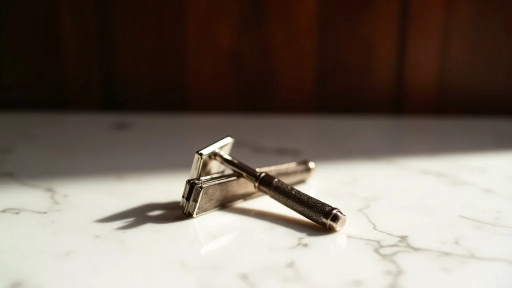 Safety razor on marble
